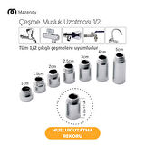 2 cm Musluk Uzatma Rekoru Krom Kaplama 1/2 Uyumlu Pirinç – 1 Adet