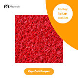 Kıvırcık Paspas 1x4m 14mm Kırmızı Kapı Önü Kaymaz Dış Mekan Halısı