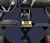 Volvo xc60-2008-2017  Uyumlu Mavi Dikişli Siyah Deri Paspas