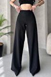 Kadın Siyah Yüksek Bel Geniş Kesim Pantolon