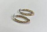Gold ve Rose Detay Oval Halka Küpe
