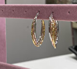 Gold ve Rose Detay Oval Halka Küpe