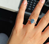 Diamond Kesim Mavi Renk Taşlı Yüzük