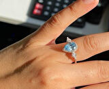 Diamond Kesim Mavi Renk Taşlı Yüzük
