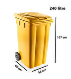 Omnipazar SY-6510 Tekerlekli Kapaklı Plastik Çöp Konteyneri 240 lt 