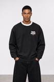 Erkek Not Basic Project Baskılı Oversize Sweatshirt Siyah