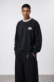 Erkek Not Basic Project Baskılı Oversize Sweatshirt Siyah