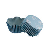 Cupcake Kalıbı Pet Kapsül Dalgalı Kek Kalıbı 65X38 MM (100 Adet)  Fiyonklu Mavi
