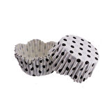 Cupcake Kalıbı Pet Kapsül Dalgalı Kek Kalıbı 65X38 MM (100 Adet)  Puantiyeli  Beyaz