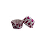 Kek Kalıbı Pet Kapsül 52X45 MM Kağıt Cupcake Kağıdı (100 Adet)  Beyaza Fuşya Kalpli
