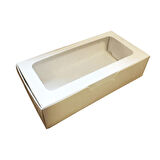 Pencereli Karton Kutu Düz Renk 20X10X5 CM  (10 Adet) Beyaz