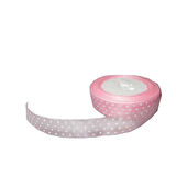 Organze  Kurdele Benekli (Puantiyeli Kurdele) 2 CM (23 Metre)  Pembe