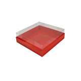 Asetat Kapaklı Karton Kutu Havlu Kutusu 20X20X5  CM (10 Adet)  Kırmızı
