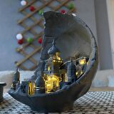 Ay Şehri Peri Ledli Dekoratif Obje Diorama Ay Şehri Dekor Balkon Süsü Masa Konsol Dekor