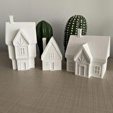 Noel Evleri 3'lü Set Yılbaşı Süsleri Yılbaşı Evleri Noel Dekor Yılbaşı Hediyesi Tealight Mumluk