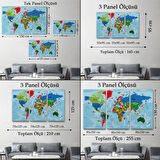 Harita Sepeti Türkçe Dünya Haritası Kanvas Tablo Son Derece Detaylı ve Dekoratif-2036