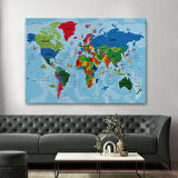Harita Sepeti Türkçe Dünya Haritası Kanvas Tablo Son Derece Detaylı ve Dekoratif-2036