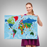 Harita Sepeti Türkçe Dünya Haritası Kanvas Tablo Son Derece Detaylı ve Dekoratif-2036