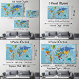 Harita Sepeti Türkçe Dünya Haritası Kanvas Tablo Son Derece Detaylı ve Dekoratif-2040