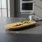 Ayaklı Bambu Sunum Tabakları, Ayaklı Bambu Sunumluk, Kek, Börek, Çörek ve Çikolata Sunum Tepsisi Yuvarlak Kenarlı Oval Sunumluk (32xm*12cm*1,5cm)