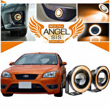 Ford Focus 2 Uyumlu, Universal Mercekli Led Angel Sis Farı, 76mm Turuncu Renk