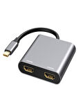 Macbook Çift Monitör Genişletici Type-c to USB+4k Çift HDMI+USB Çoklayıcı Extender Hub