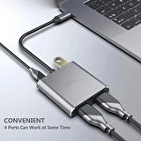 Macbook Çift Monitör Genişletici Type-c to USB+4k Çift HDMI+USB Çoklayıcı Extender Hub