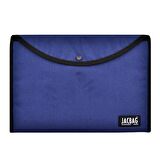 Jacbag Çıtçıtlı Kumaş Zarf Dosya A4 Mavi