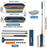 Katlanabilir Temizlik Mopu ve Tekerlekli Kova Seti