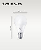 12W 12-24V  Ampul 6500K - Beyaz Işık - E-27 Duy