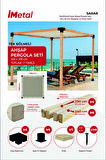 imetal Sarar Tek Bölümlü Hazır Ahşap Pergola Seti 90 x 90 mm Ahşaplar ve Tente Dahil