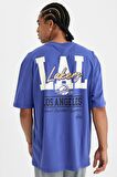 DeFactoFit NBA Los Angeles Lakers Oversize Geniş Kalıp Bisiklet Yaka Sırt Baskılı Pamuklu Kısa Kollu Tişört C9256AX24AUPR76