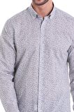 Kahverengi Desenli Slim Fit Gömlek | S
