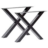 Metal Ahşap ve Kütük X Masa Ayağı 30mm X 50mm Profil 2 li Set