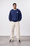 Erkek Not Basic Project Baskılı Oversize Sweatshirt Lacivert