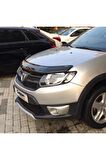 Dacia Sandero Ön Kaput Koruma Rüzgarlığı 3mm Akrilik (ABS) Parlak Siyah Deflektör 2012-2020