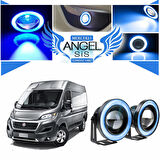 Fiat Ducato Uyumlu, Universal Mercekli Led Angel Sis Farı, 76mm Buz Mavi Renk
