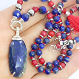 2072 Lapis Lazuli Mercan el yapımı kolye