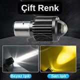 Otomobil Araç Motosiklet Mercekli Far Ampulü Led Far Çift Renk Sarı-Beyaz CSP Led Lamba Delici Yayıcı S2 Uzun Kısa 1 Adet BA20D H6