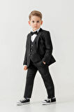 Mini Gentleman Erkek Çocuk Takım Elbise - 5 Parça (Ceket, Yelek, Gömlek, Pantolon, Papyon)