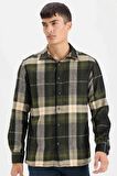 DeFacto Regular Fit Polo Yaka Kareli Flanel Uzun Kollu Gömlek D5835AX24AUNV64