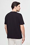 Oversize Siyah Baskılı %100 Pamuk T-shirt 2EC14ORT05210