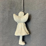 Uretti - Funda 1603 - El Yapımı Seramik Noel Baba ve Melek Biblo- Yılbaşı Ağaç Süsü - 8 x 13 cm