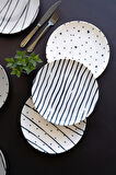 TABAK EVİ Porselen Dash Pasta Tabağı 20cm 6 Kişilik 6 Parça TVL6PTPRS1108