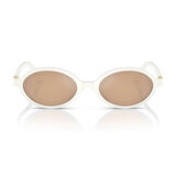 Miu Miu 04ZS 14240D 50 Kadın Aynalı Oval Beyaz Kemik Güneş Gözlüğü