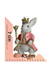 Dekoratif Kral Tavşan Biblo, Kristal Taşlı Metal, 7 cm, 4.5 cm, Hediye Kutulu