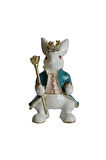Dekoratif Kral Tavşan Biblo, Kristal Taşlı Metal, 7 cm, 4.5 cm, Hediye Kutulu