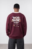 Erkek Not Basic Project Baskılı Oversize Sweatshirt Bordo