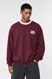 Erkek Not Basic Project Baskılı Oversize Sweatshirt Bordo