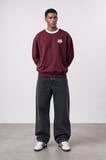 Erkek Not Basic Project Baskılı Oversize Sweatshirt Bordo
